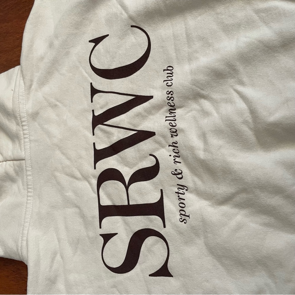 NEW SPORTY & RICH UPPER EAST SIDE CROPPED CREAM HOODIE SZ SMALL S - Picture 7 of 8